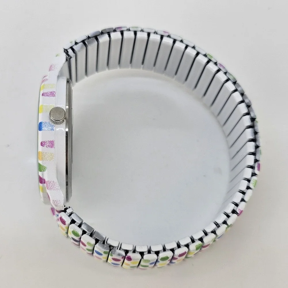 36MM Women's Watch White Dial Polka Multicolor Strech Band‎ 6.5